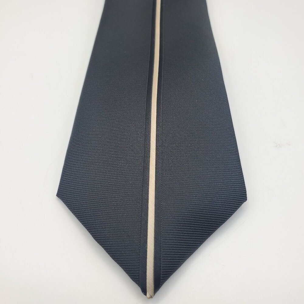 Sleek Black & White Striped Necktie for Men